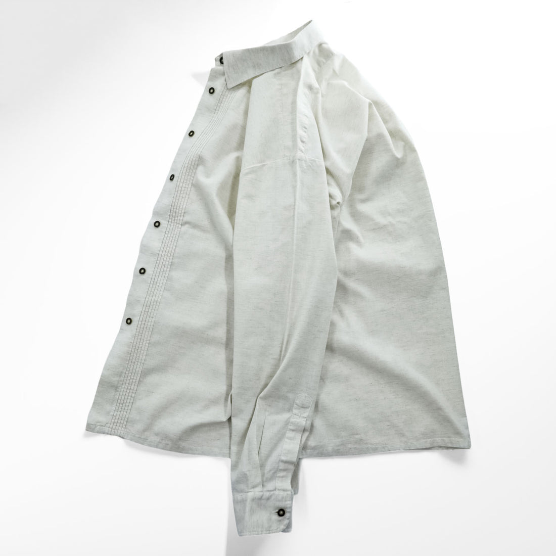 90年代 ドイツ ユーロヴィンテージ Original AS Trachtenhemd リネン 長袖 チロリアンシャツ ピンタック プリーツ ホーンボタン