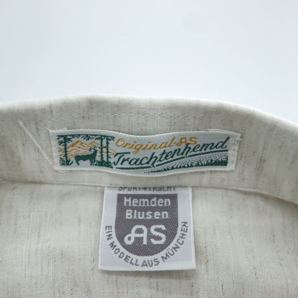 90年代 ドイツ ユーロヴィンテージ Original AS Trachtenhemd リネン 長袖 チロリアンシャツ ピンタック プリーツ ホーンボタン
