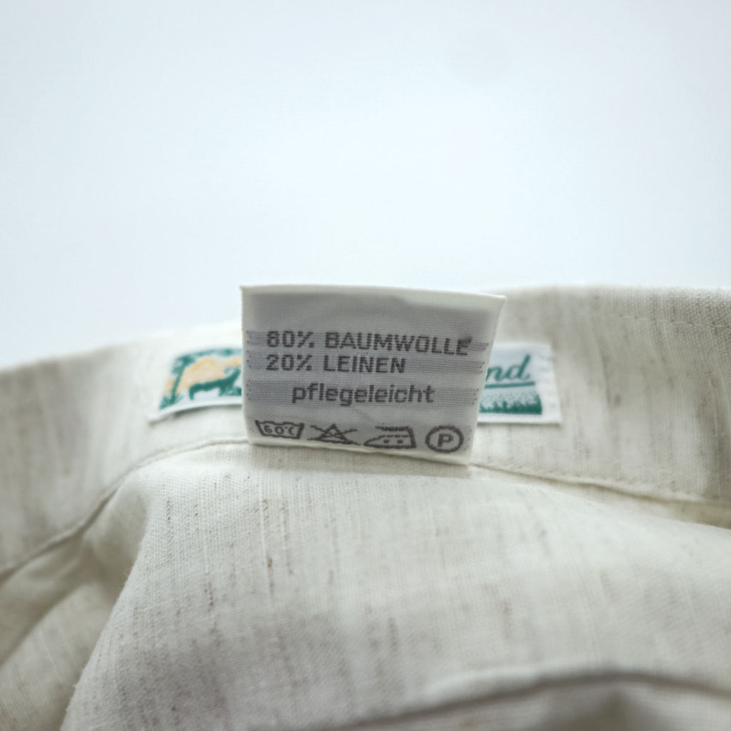 90年代 ドイツ ユーロヴィンテージ Original AS Trachtenhemd リネン 長袖 チロリアンシャツ ピンタック プリーツ ホーンボタン