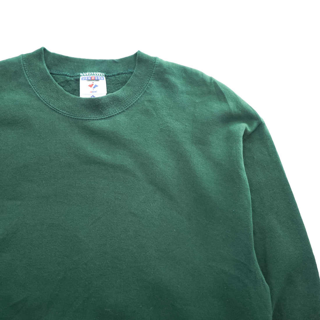 Vintage 90s JERZEES Blank Green Crewneck Sweatshirt Made in USA 50/50 Cotton Poly Size L