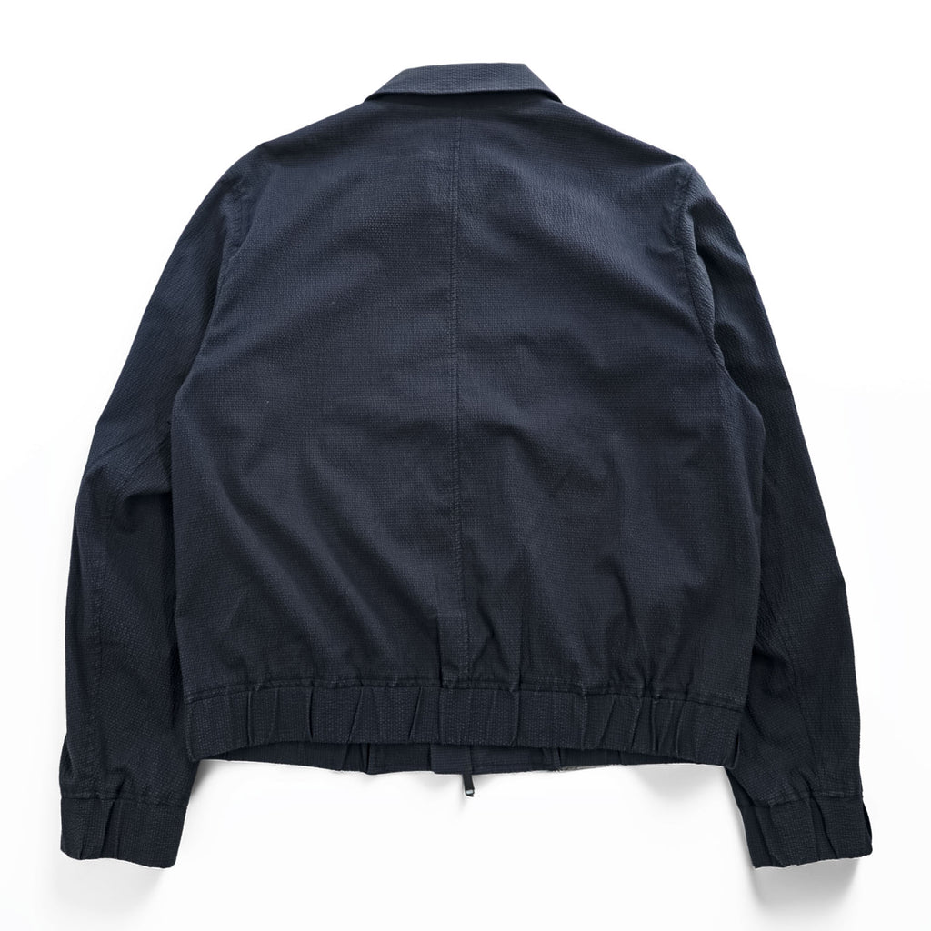COS Textured Cotton Blend Zip Blouson Jacket Navy Blue Harrington Style Size M Made in Turkey