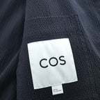 COS Textured Cotton Blend Zip Blouson Jacket Navy Blue Harrington Style Size M Made in Turkey