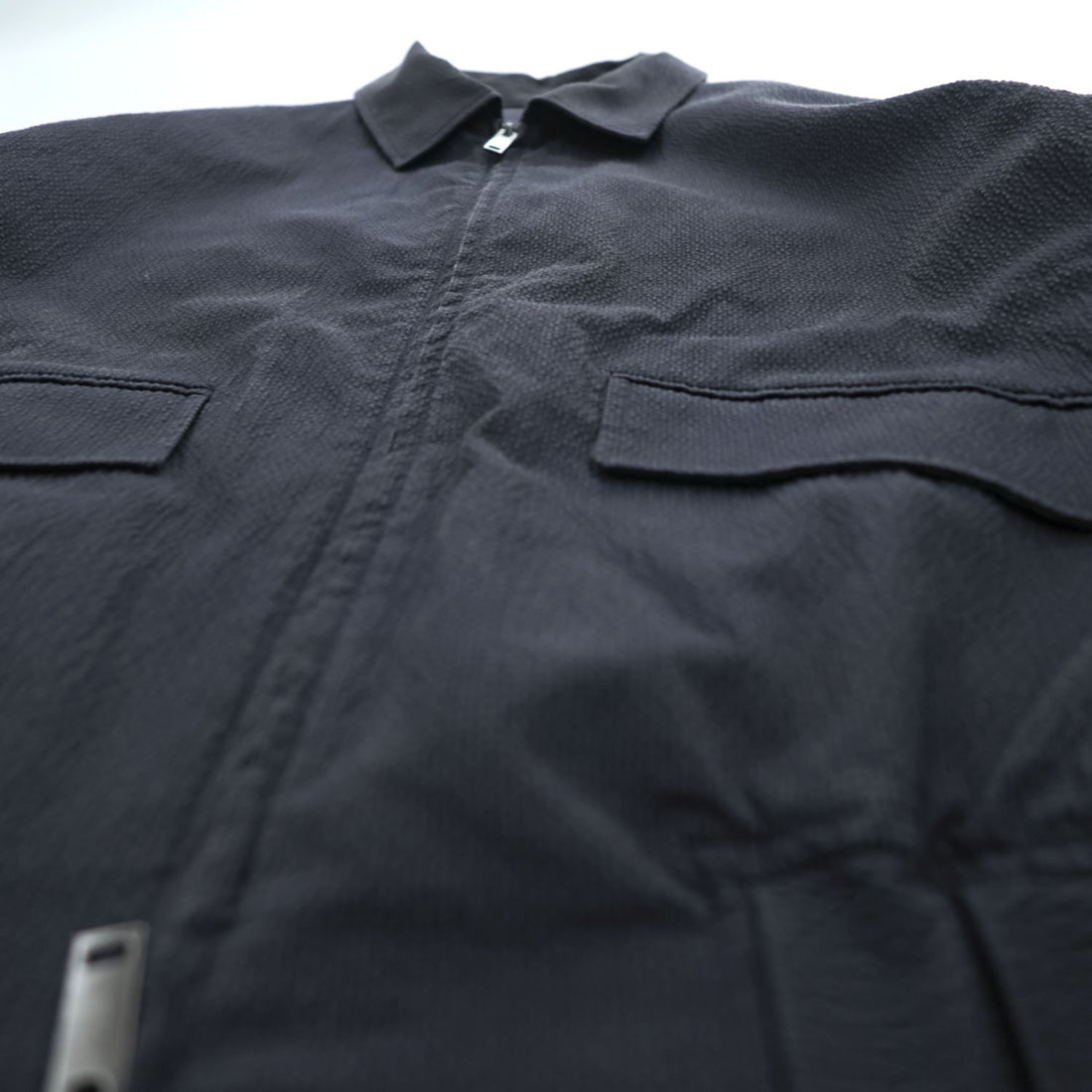 COS Textured Cotton Blend Zip Blouson Jacket Navy Blue Harrington Style Size M Made in Turkey
