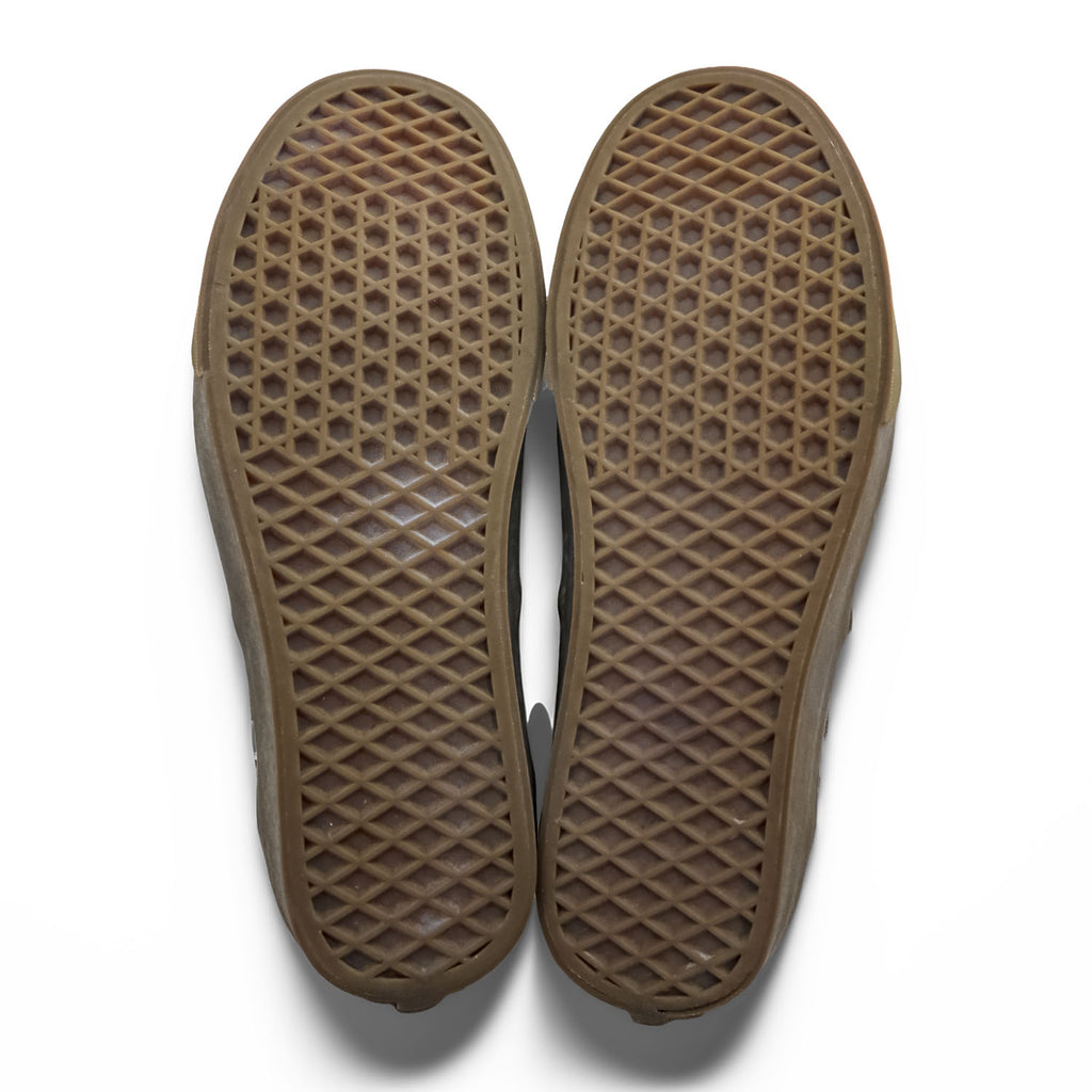 VANS Low-Cut Sneakers US9 White, Black, Brown Canvas Authentic Flag Checker Gum Sole