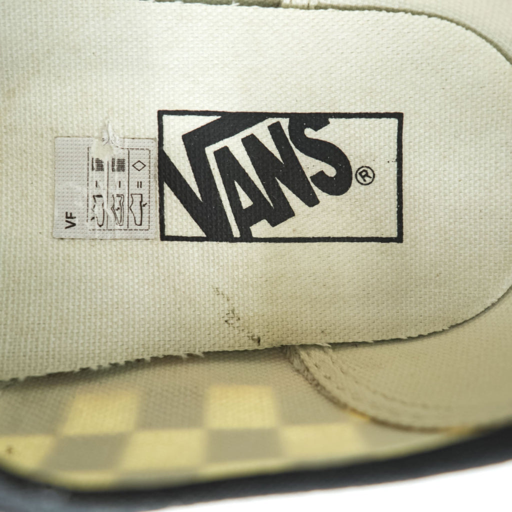 VANS Low-Cut Sneakers US9 White, Black, Brown Canvas Authentic Flag Checker Gum Sole