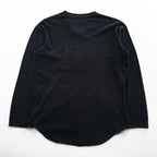 BRU NA BOINNE Japan Made Long Sleeve T-Shirt, Size L, Black, Thermal Waffle Fabric, Henley Neck, 8134-2-L