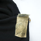 BRU NA BOINNE Japan Made Long Sleeve T-Shirt, Size L, Black, Thermal Waffle Fabric, Henley Neck, 8134-2-L