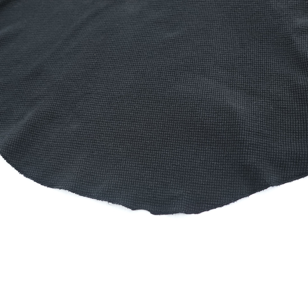 BRU NA BOINNE Japan Made Long Sleeve T-Shirt, Size L, Black, Thermal Waffle Fabric, Henley Neck, 8134-2-L
