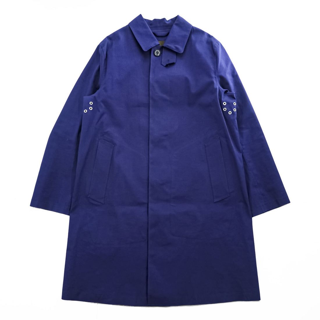 MACKINTOSH LONDON 英国製 ゴム引き ステンカラーコート L ネイビー 防水 比翼 GENUINE HANDMADE スコットランド製