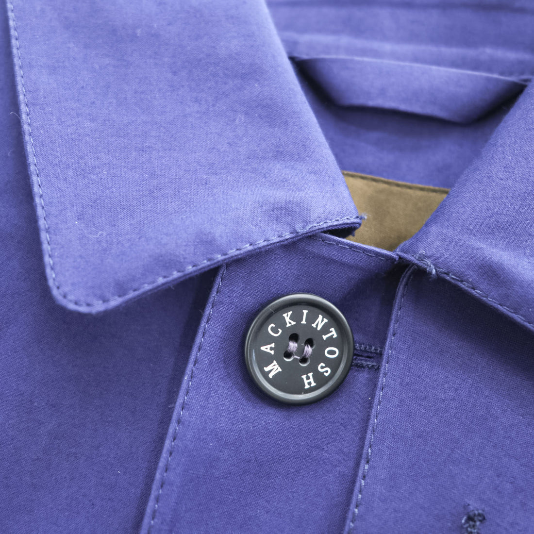 MACKINTOSH Genuine Handmade Bonded Cotton Rain Coat Blue Purple Made in Scotland Size 40