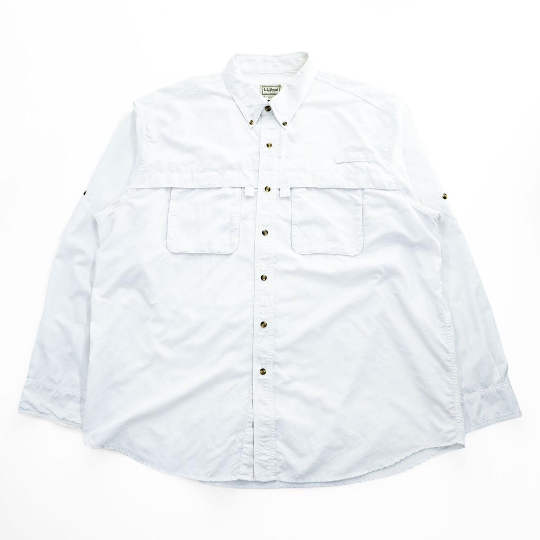 L.L.Bean フィッシング 長袖 ボタンダウンシャツ XL ホワイト メッシュ PD24