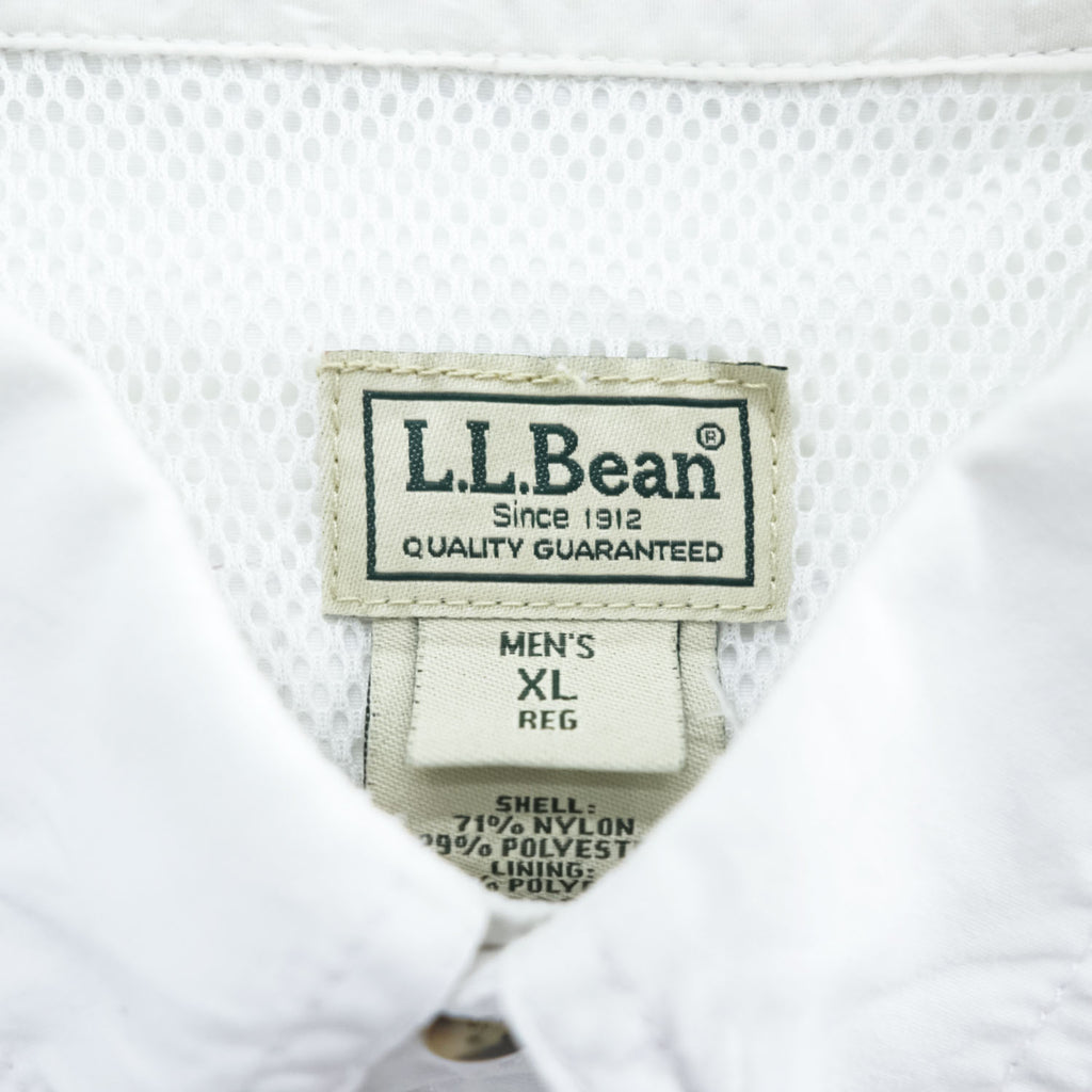 L.L.Bean Fishing Long-Sleeve Button-Down Shirt XL White Mesh PD24