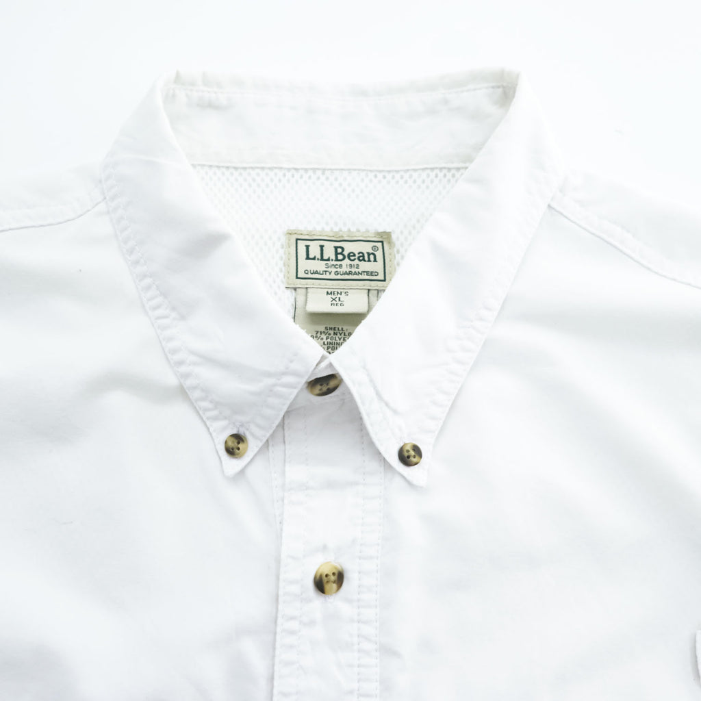 L.L.Bean Fishing Long-Sleeve Button-Down Shirt XL White Mesh PD24