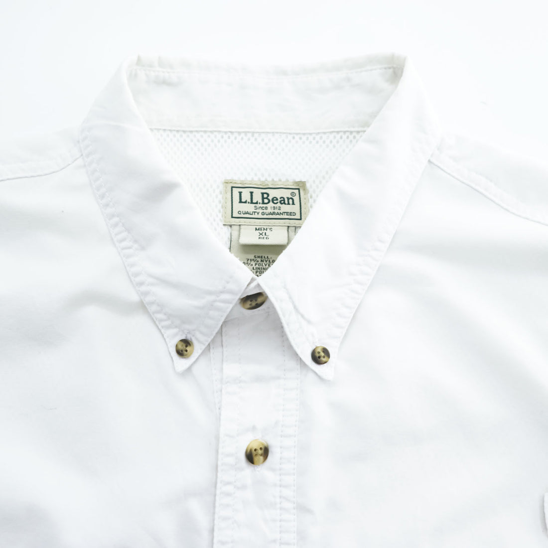 L.L.Bean Fishing Long-Sleeve Button-Down Shirt XL White Mesh PD24