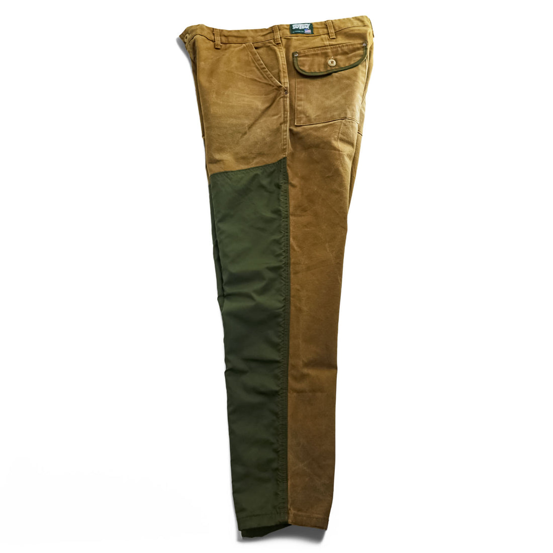 Vintage 80s USA MADE SAFTBAK Hunting Brush Pants Brown Duck Canvas Green Nylon Double Knee Made in USA