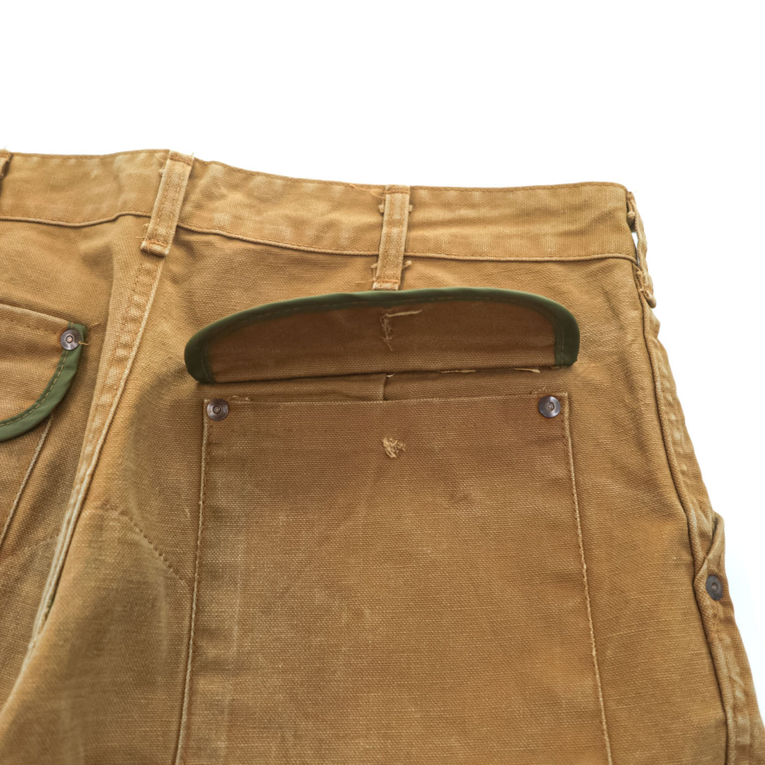 Vintage 80s USA MADE SAFTBAK Hunting Brush Pants Brown Duck Canvas Green Nylon Double Knee Made in USA