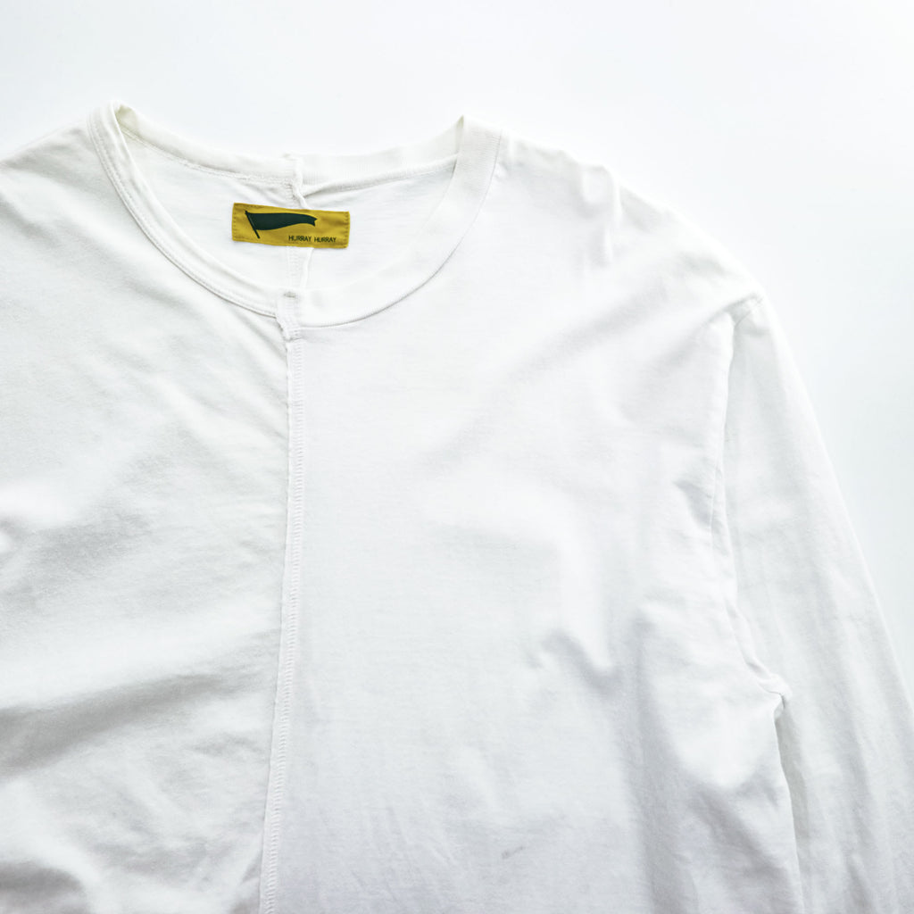 HURRAY HURRAY 日本製 長袖 ロングスリーブ Tシャツ 再構築 リメイク ロンTee L ホワイト H1604-2