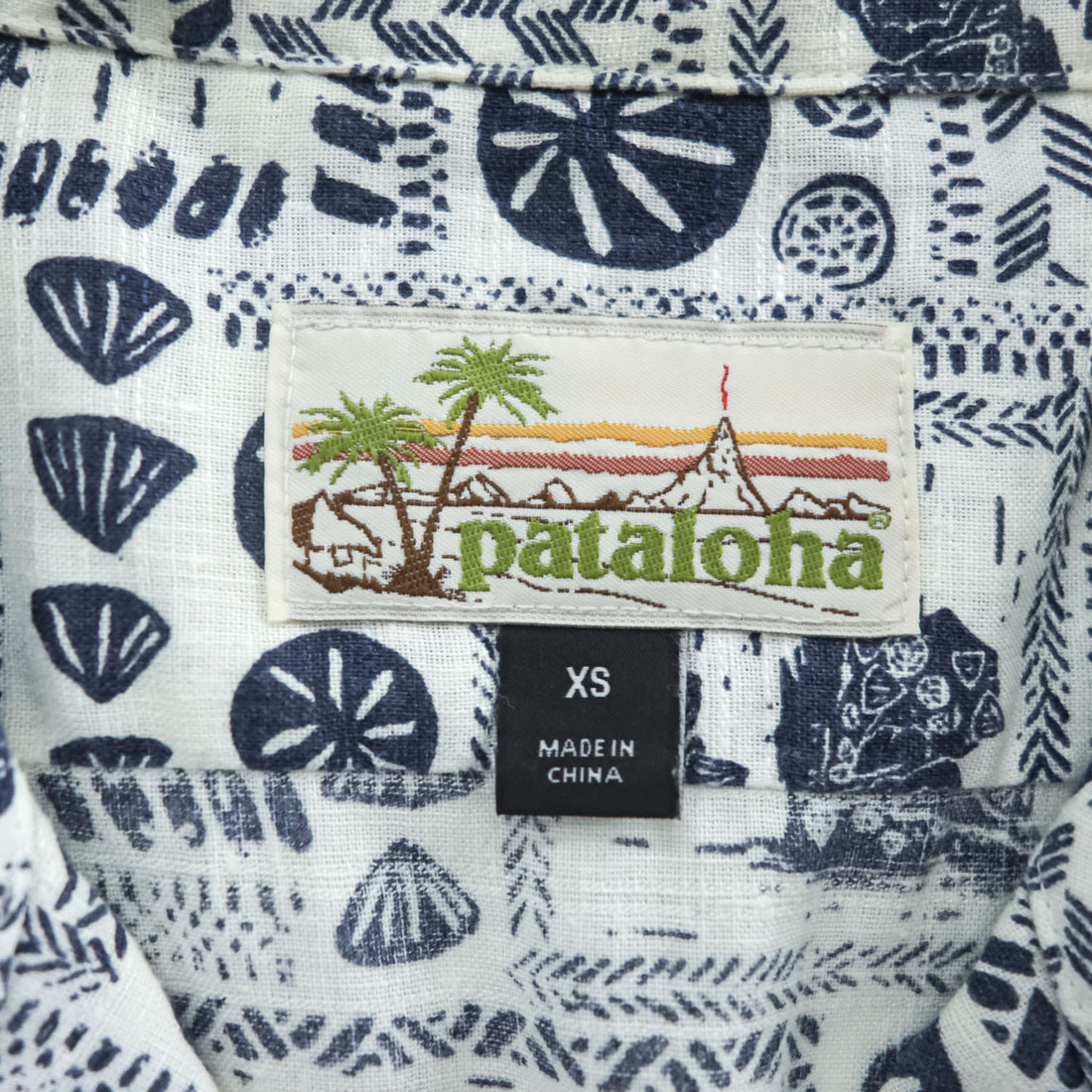 Patagonia パタロハ pataloha オープンカラー 開襟 ヘンプ アロハシャツ Limited Edition ブルー ホワイト 総柄 ココナツボタン 52550