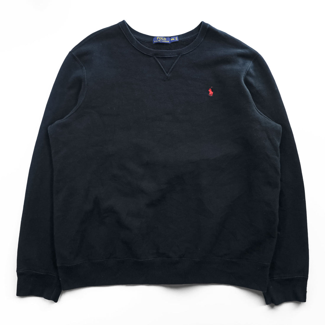 Polo Ralph Lauren 前V スウェット トレーナー 2XL ブラック コットン スモールポニー ロゴ 刺繍