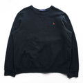 Polo Ralph Lauren 前V スウェット トレーナー 2XL ブラック コットン スモールポニー ロゴ 刺繍