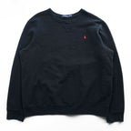 Polo Ralph Lauren 前V スウェット トレーナー 2XL ブラック コットン スモールポニー ロゴ 刺繍