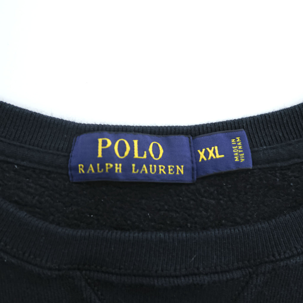 Polo Ralph Lauren 前V スウェット トレーナー 2XL ブラック コットン スモールポニー ロゴ 刺繍
