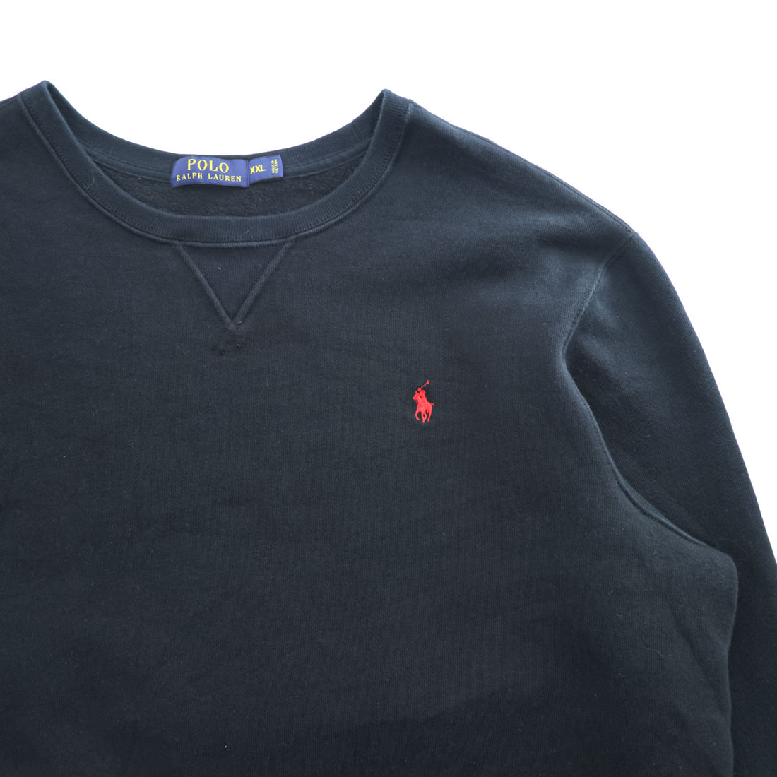 Polo Ralph Lauren 前V スウェット トレーナー 2XL ブラック コットン スモールポニー ロゴ 刺繍