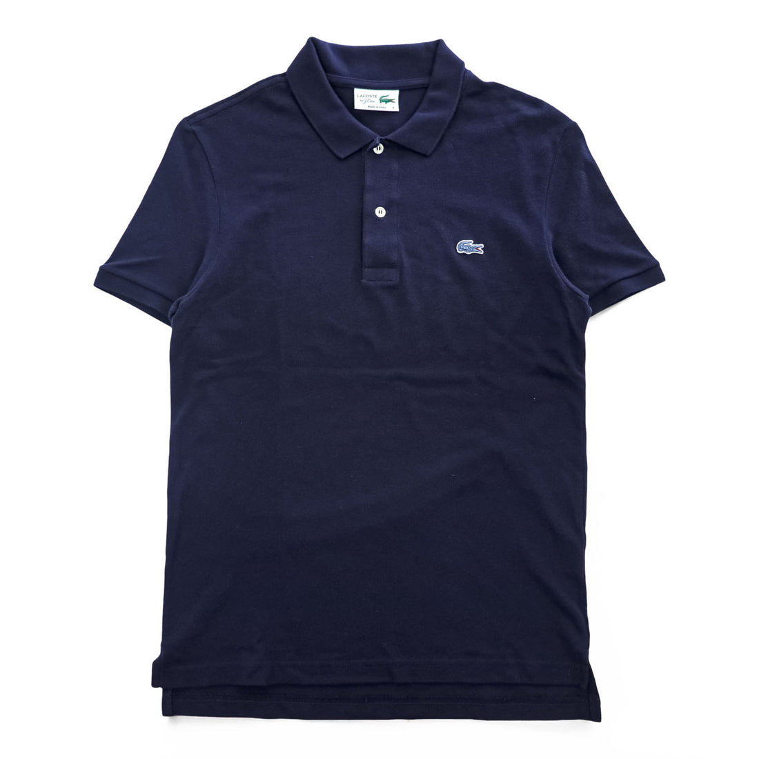 LACOSTE × J.Crew ポロシャツ M ネイビー ワンポイントロゴ 鹿の子 FA12471 ペルー製