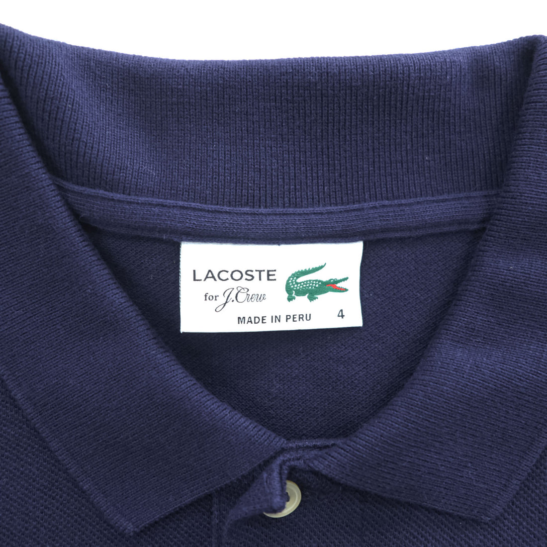 LACOSTE × J.Crew ポロシャツ M ネイビー ワンポイントロゴ 鹿の子 FA12471 ペルー製