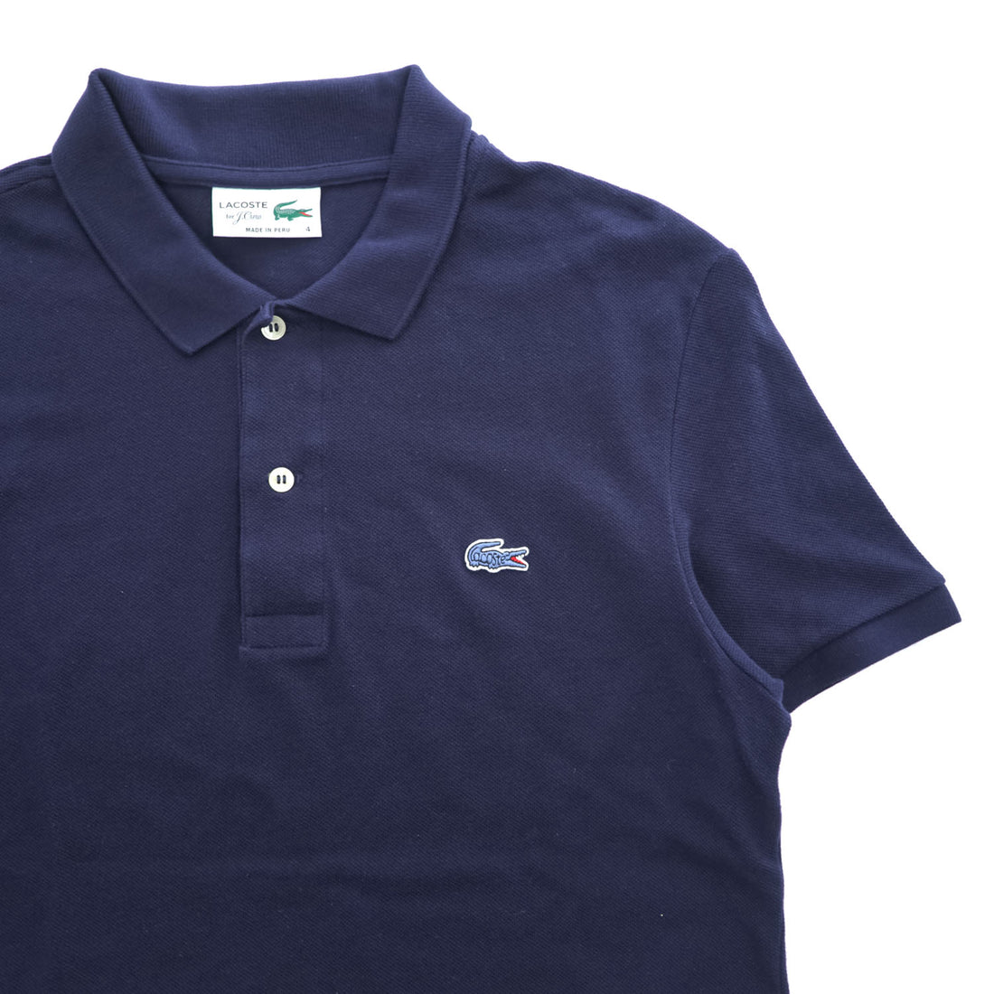 LACOSTE × J.Crew ポロシャツ M ネイビー ワンポイントロゴ 鹿の子 FA12471 ペルー製