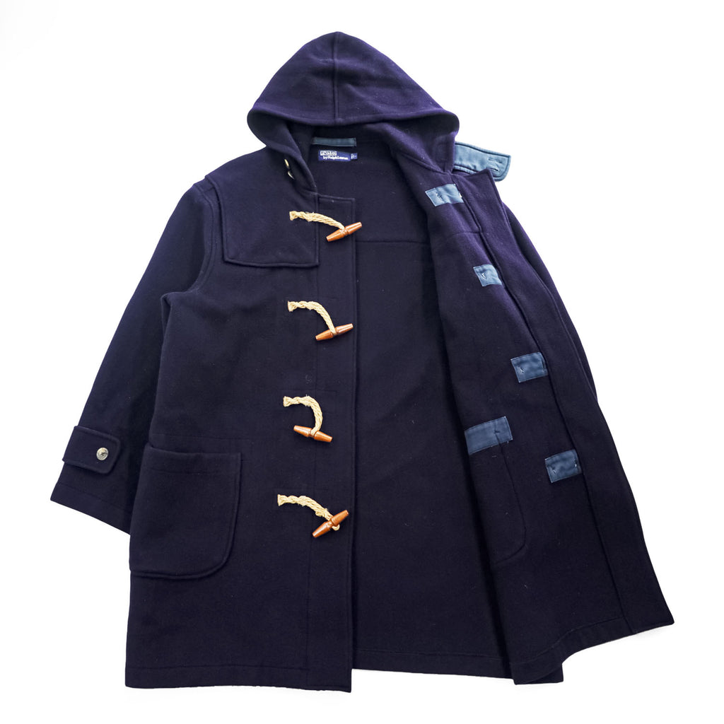 Polo Ralph Lauren 90年代 USA製 ヴィンテージ ダッフルコート L ネイビー メルトンウール チンストラップ