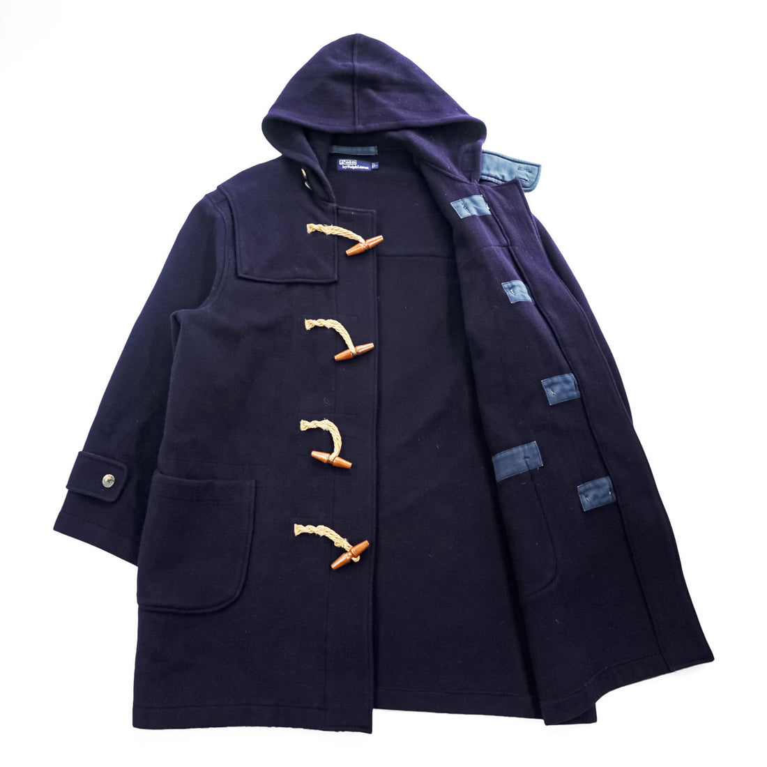 Polo Ralph Lauren 90年代 USA製 ヴィンテージ ダッフルコート L ネイビー メルトンウール チンストラップ