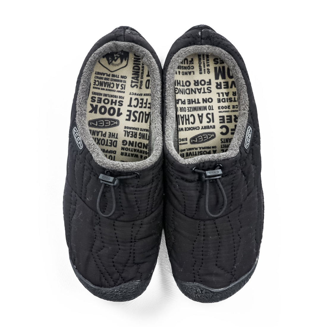 KEEN Slip-on Low-Cut Sneakers US9 Black Fleece Padded Drawstring HOWSER SLIDE 3 1025552