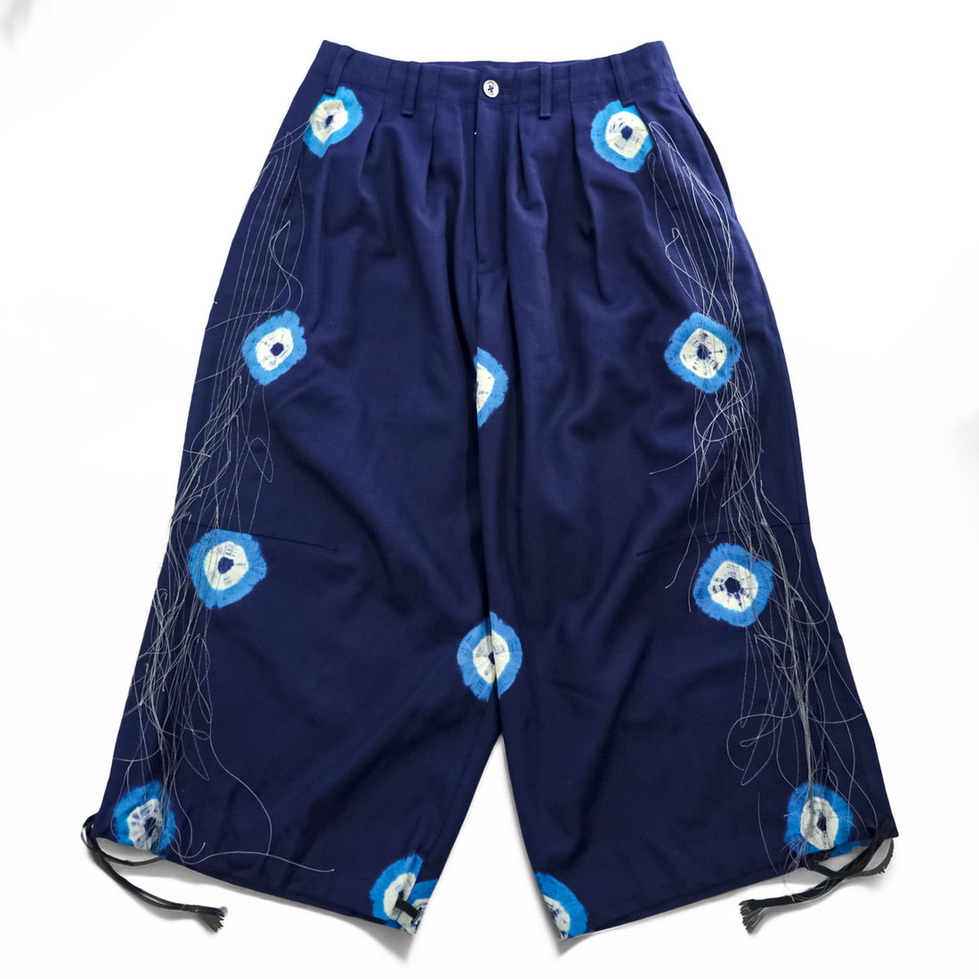 Leh Wide Pants Balloon Pants S Navy, Indigo Blue tie dye X BAND WIDE SLACKS Romantic Metal Buckle Belt