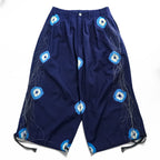 Leh バルーンパンツ イージー ワイド スラックス S ネイビー タイダイ X BAND WIDE SLACKS Romantic メタル バックル ベルト