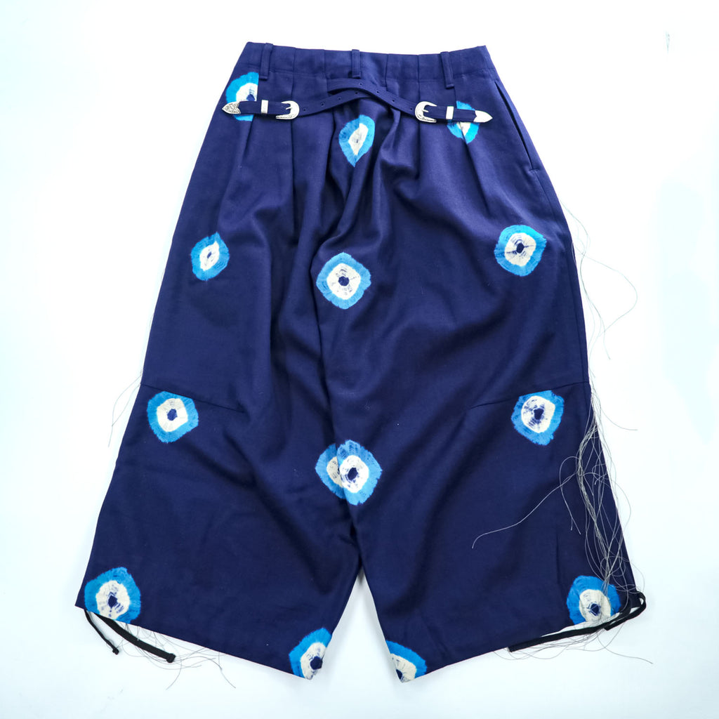 Leh バルーンパンツ イージー ワイド スラックス S ネイビー タイダイ X BAND WIDE SLACKS Romantic メタル バックル ベルト