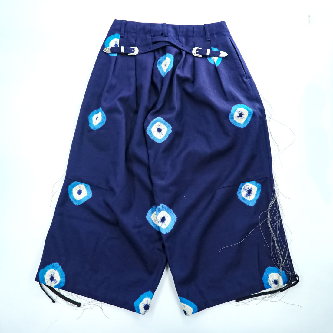 Leh バルーンパンツ イージー ワイド スラックス S ネイビー タイダイ X BAND WIDE SLACKS Romantic メタル バックル ベルト
