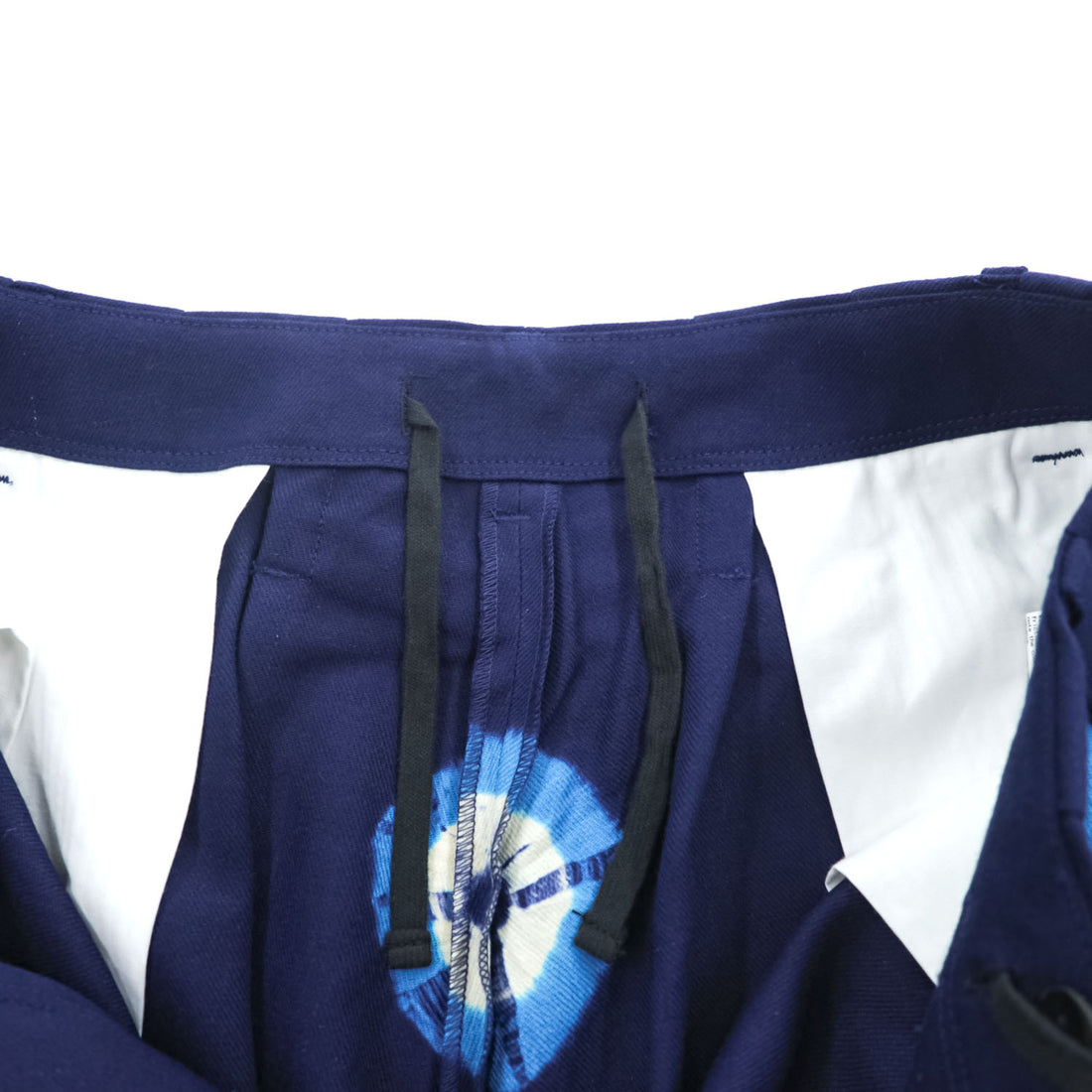 Leh バルーンパンツ イージー ワイド スラックス S ネイビー タイダイ X BAND WIDE SLACKS Romantic メタル バックル ベルト