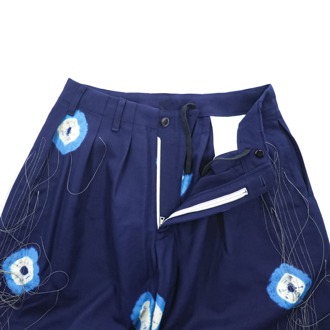 Leh バルーンパンツ イージー ワイド スラックス S ネイビー タイダイ X BAND WIDE SLACKS Romantic メタル バックル ベルト