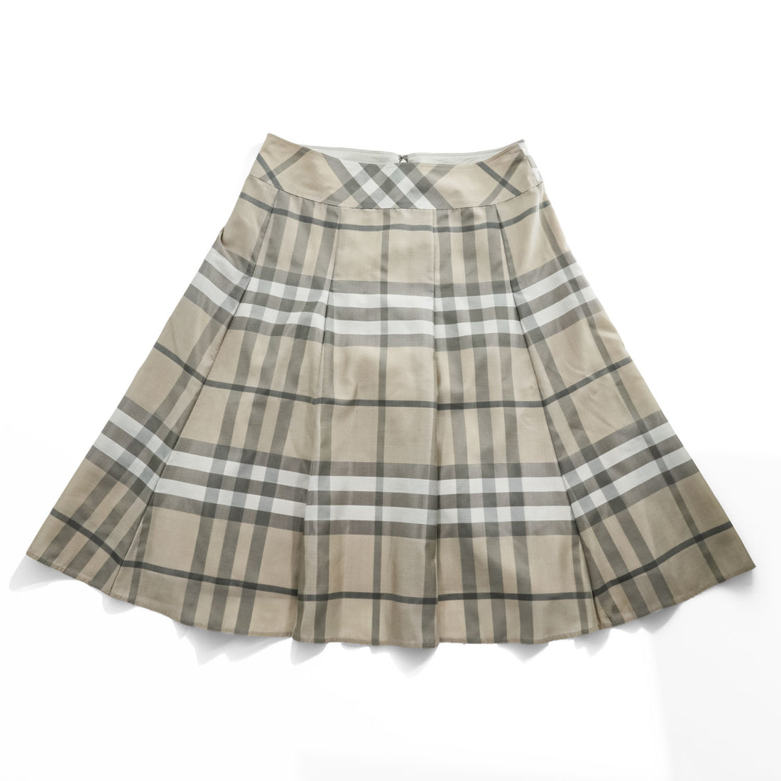 BURBERRY 日本製 ノバチェック スカート M ベージュ タック プリーツ FXD60-056-40