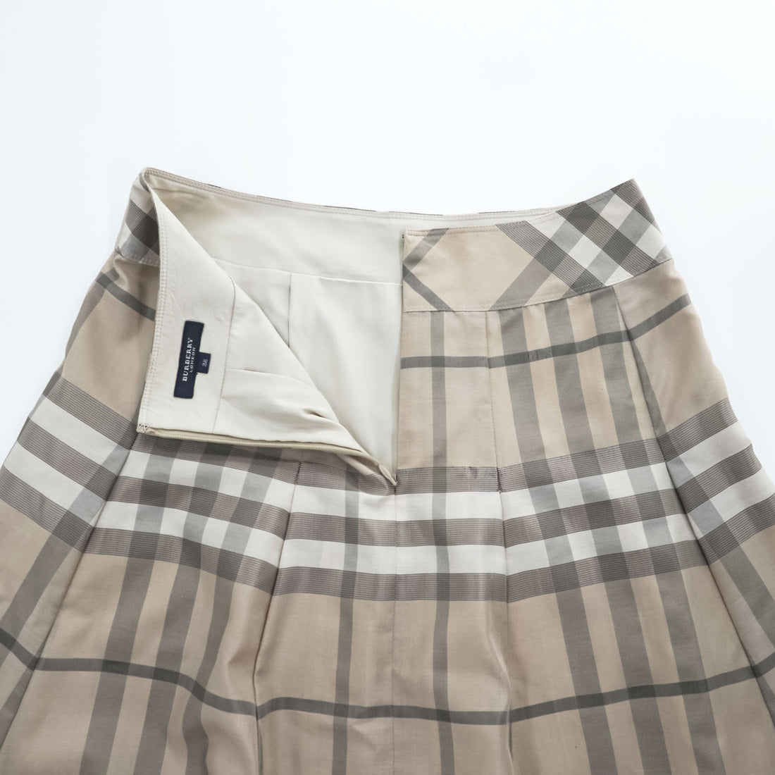 BURBERRY 日本製 ノバチェック スカート M ベージュ タック プリーツ FXD60-056-40