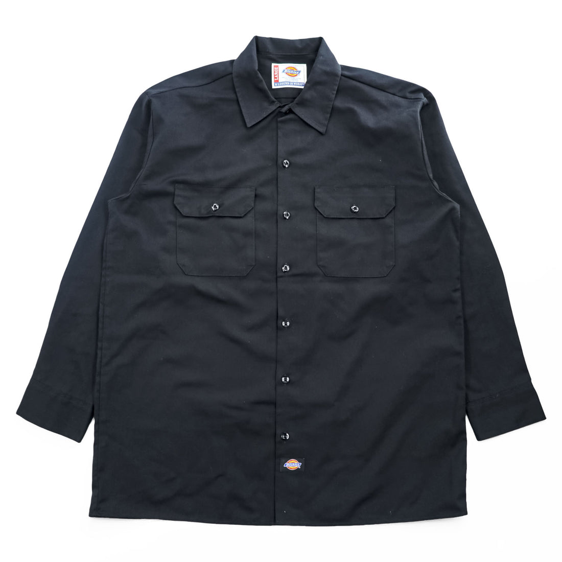 Dickies 574BK コットンツイル 長袖 ワークシャツ L ブラック USA企画