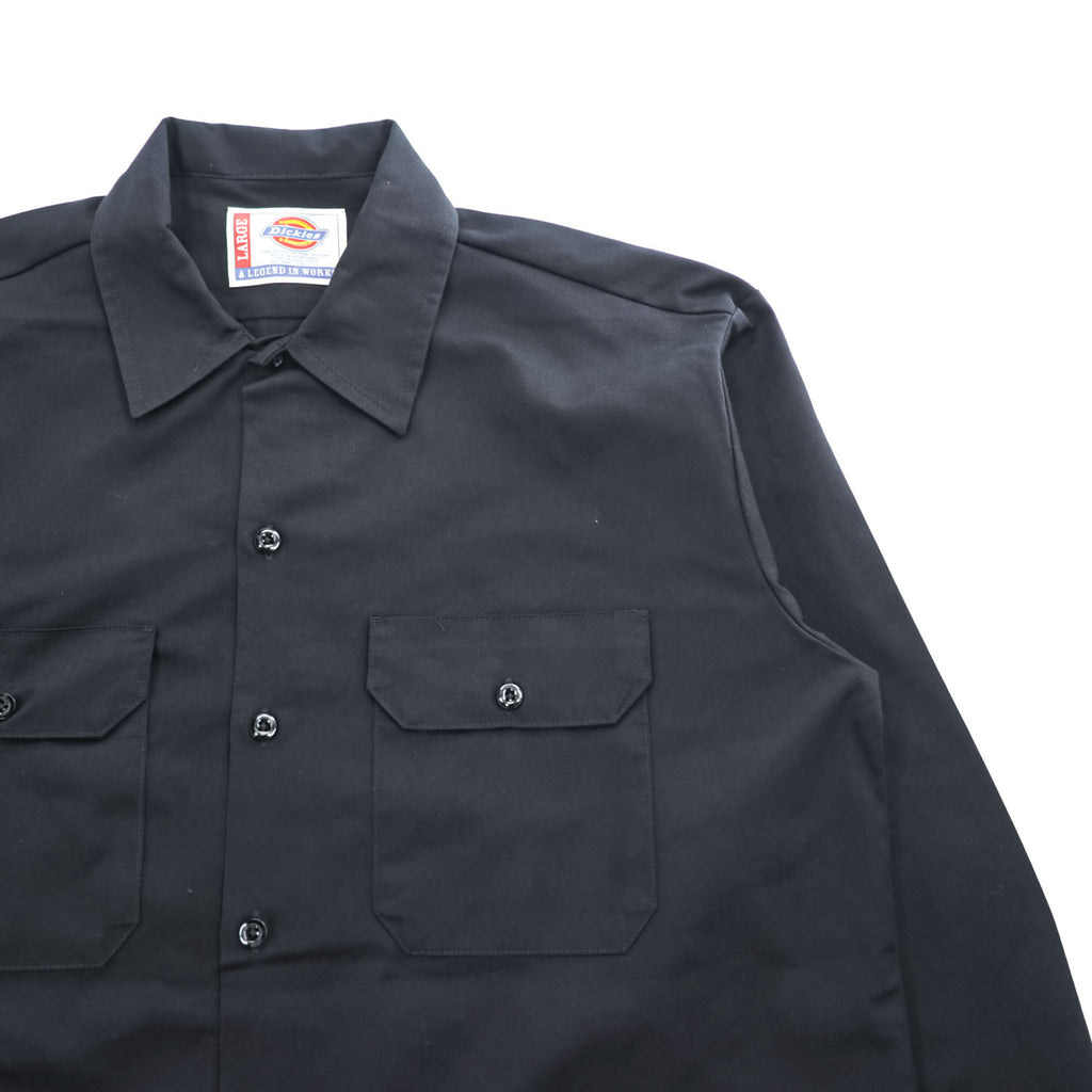 Dickies 574BK コットンツイル 長袖 ワークシャツ L ブラック USA企画