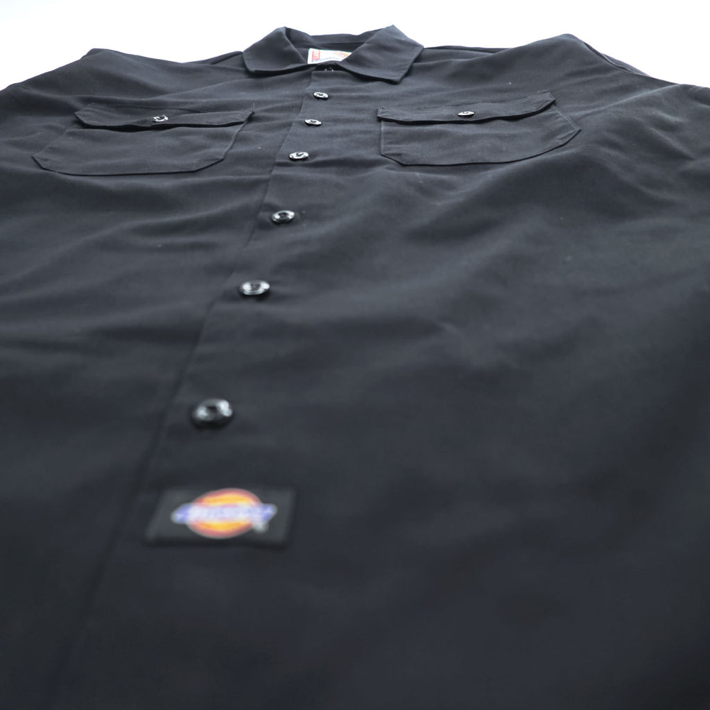 Dickies 574BK コットンツイル 長袖 ワークシャツ L ブラック USA企画