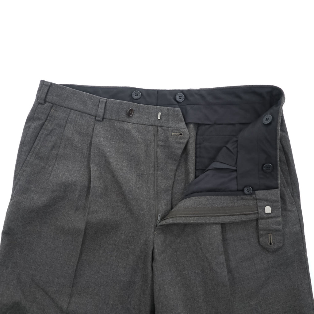 Brooks Brothers Established 1818 Wool Pleated Dress Trousers Charcoal Gray Wide Leg Suspender Buttons