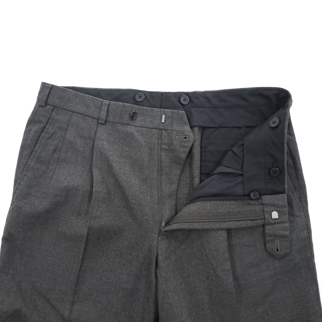 Brooks Brothers Established 1818 Wool Pleated Dress Trousers Charcoal Gray Wide Leg Suspender Buttons