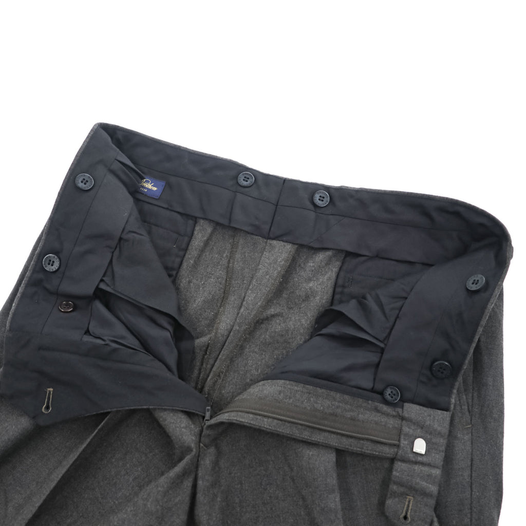 Brooks Brothers Established 1818 Wool Pleated Dress Trousers Charcoal Gray Wide Leg Suspender Buttons