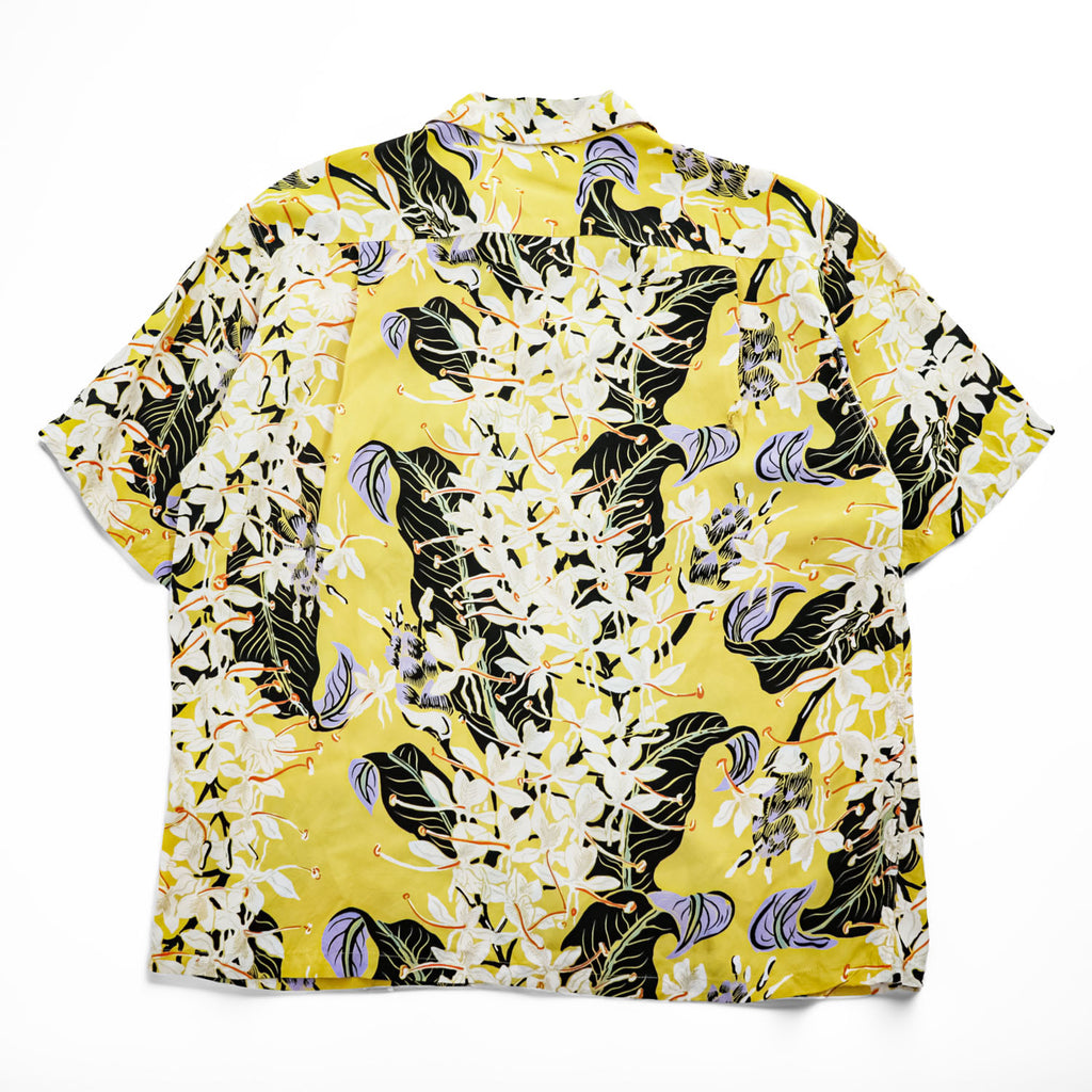 Sun Surf Ginger Lily Rayon Hawaiian Aloha Shirt Yellow Floral Open Collar Mens M 15-15.5 SS39221
