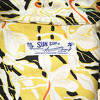 Sun Surf Ginger Lily Rayon Hawaiian Aloha Shirt Yellow Floral Open Collar Mens M 15-15.5 SS39221