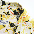 Sun Surf Ginger Lily Rayon Hawaiian Aloha Shirt Yellow Floral Open Collar Mens M 15-15.5 SS39221